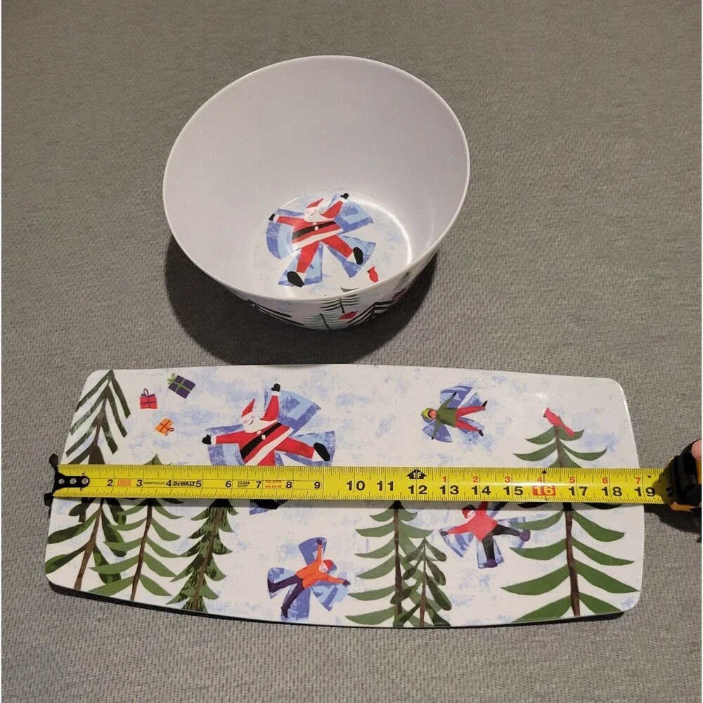 Gibson Home Snow Angel Santa - Christmas Serving Set - Tray & Bowl